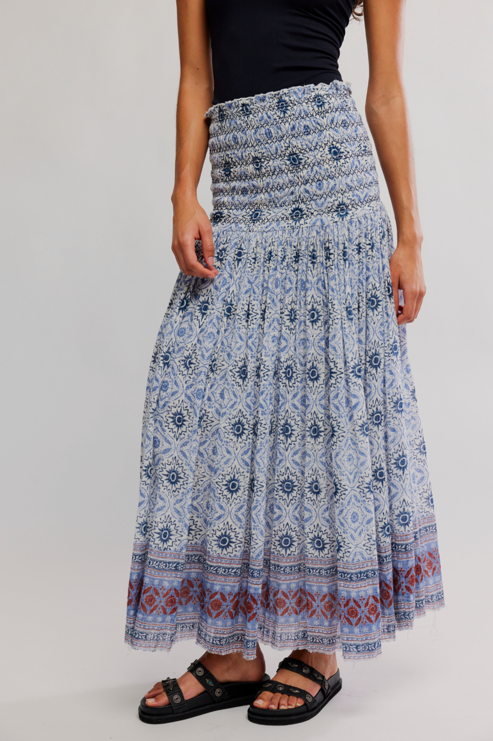 Free People Ravenna Printed Maxi Skirt - BLUEBIRD COMBO