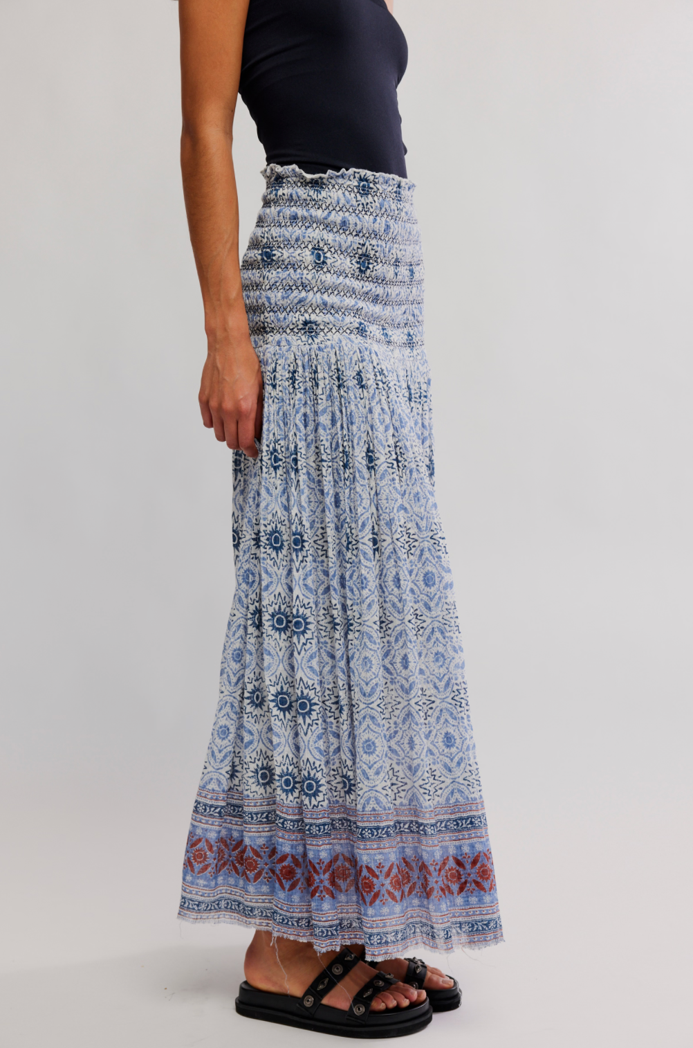 Free People Ravenna Printed Maxi Skirt - BLUEBIRD COMBO