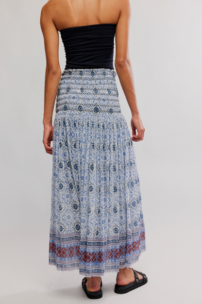 Free People Ravenna Printed Maxi Skirt - BLUEBIRD COMBO