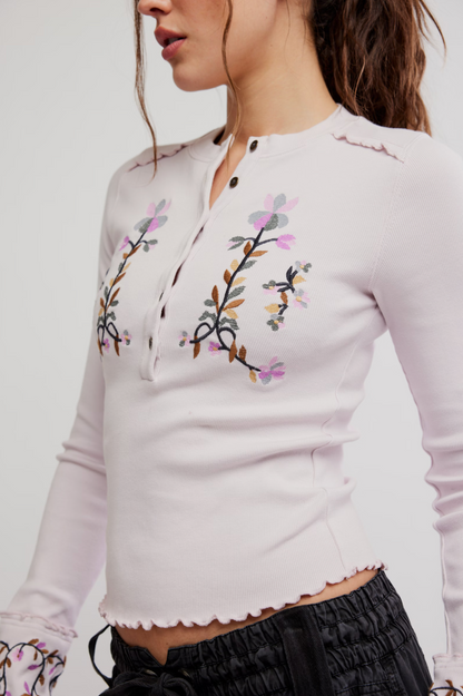 Free People Fleur Embroidered Cuff - LAVENDER COMBO