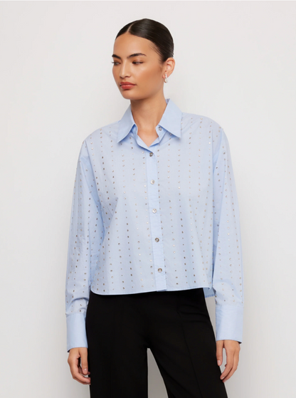 Fifteen Twenty Lisa Embellished Button Up Top - SKY