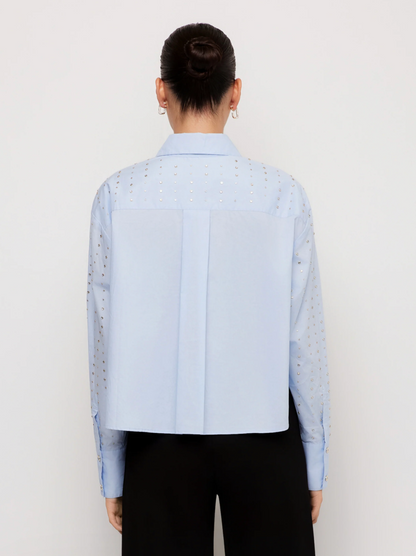 Fifteen Twenty Lisa Embellished Button Up Top - SKY