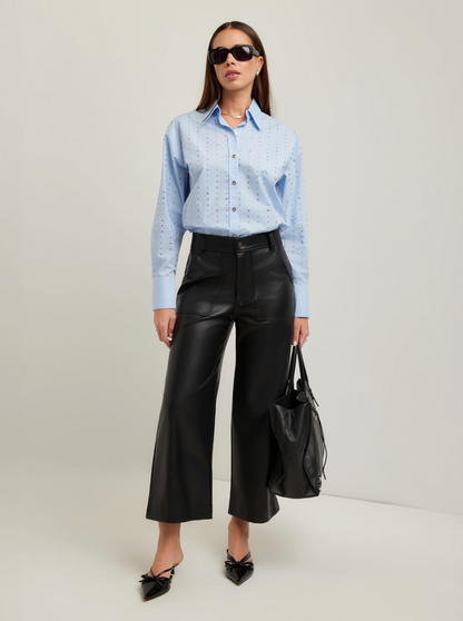 Fifteen Twenty Lisa Embellished Button Up Top - SKY