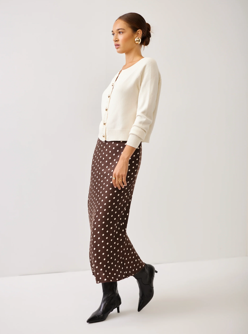 Fifteen Twenty Mia Bias Midi Skirt - BROWN/CREAM