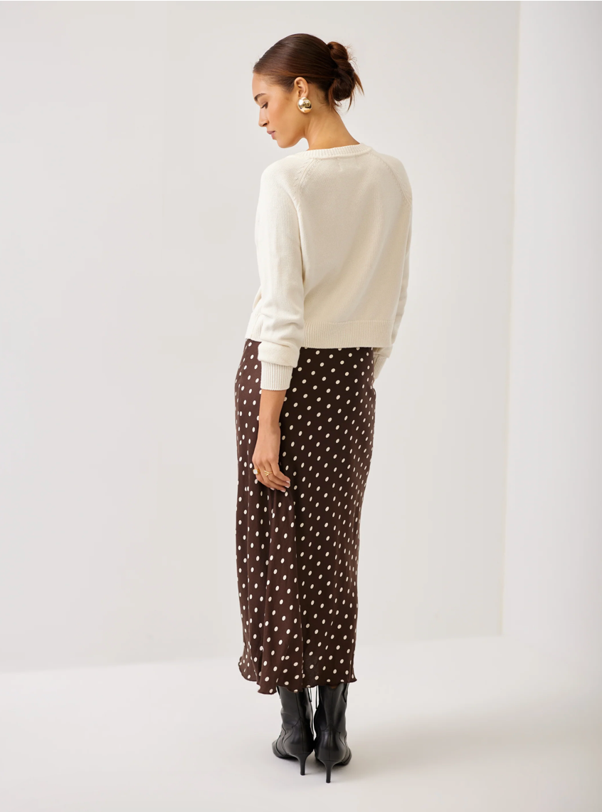 Fifteen Twenty Mia Bias Midi Skirt - BROWN/CREAM