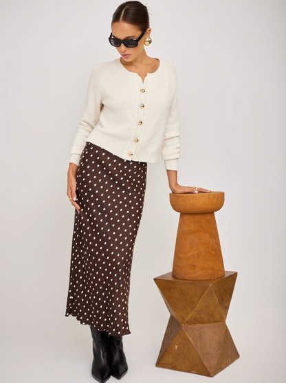Fifteen Twenty Mia Bias Midi Skirt - BROWN/CREAM