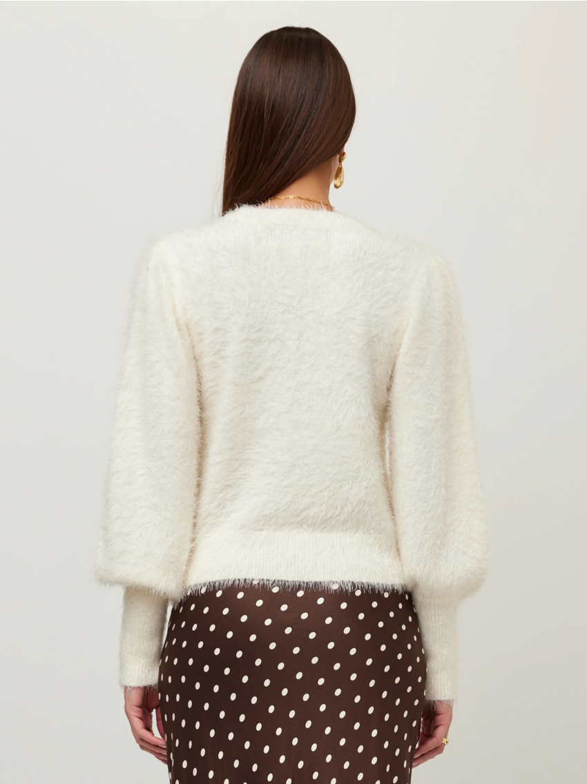 Fifteen Twenty Lia Shirred Sleeve Sweater - CREAM
