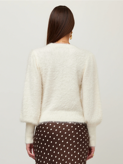 Fifteen Twenty Lia Shirred Sleeve Sweater - CREAM