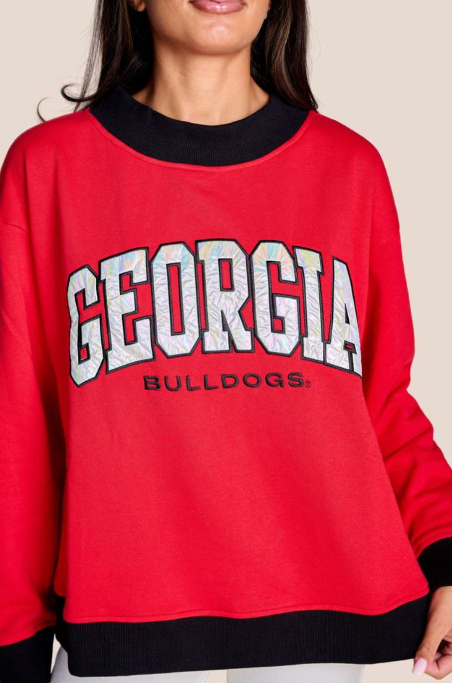 Stewart Simmons The Captain Mockneck Pullover - GEORGIA RED/BLACK