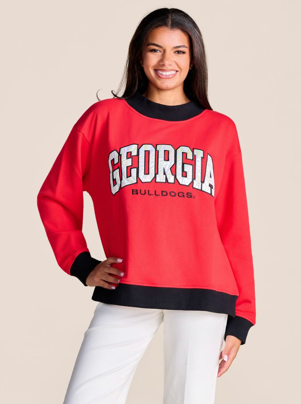 Stewart Simmons The Captain Mockneck Pullover - GEORGIA RED/BLACK