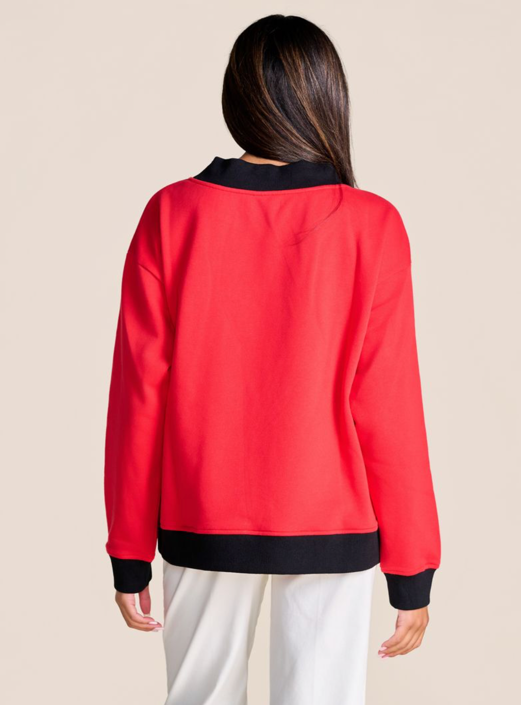 Stewart Simmons The Captain Mockneck Pullover - GEORGIA RED/BLACK