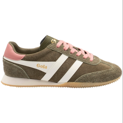 GOLA Sprinter Suede Sneakers - KHAKI/OFF WHITE/CORAL PINK