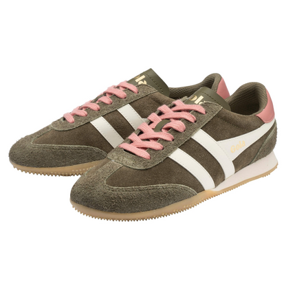 GOLA Sprinter Suede Sneakers - KHAKI/OFF WHITE/CORAL PINK