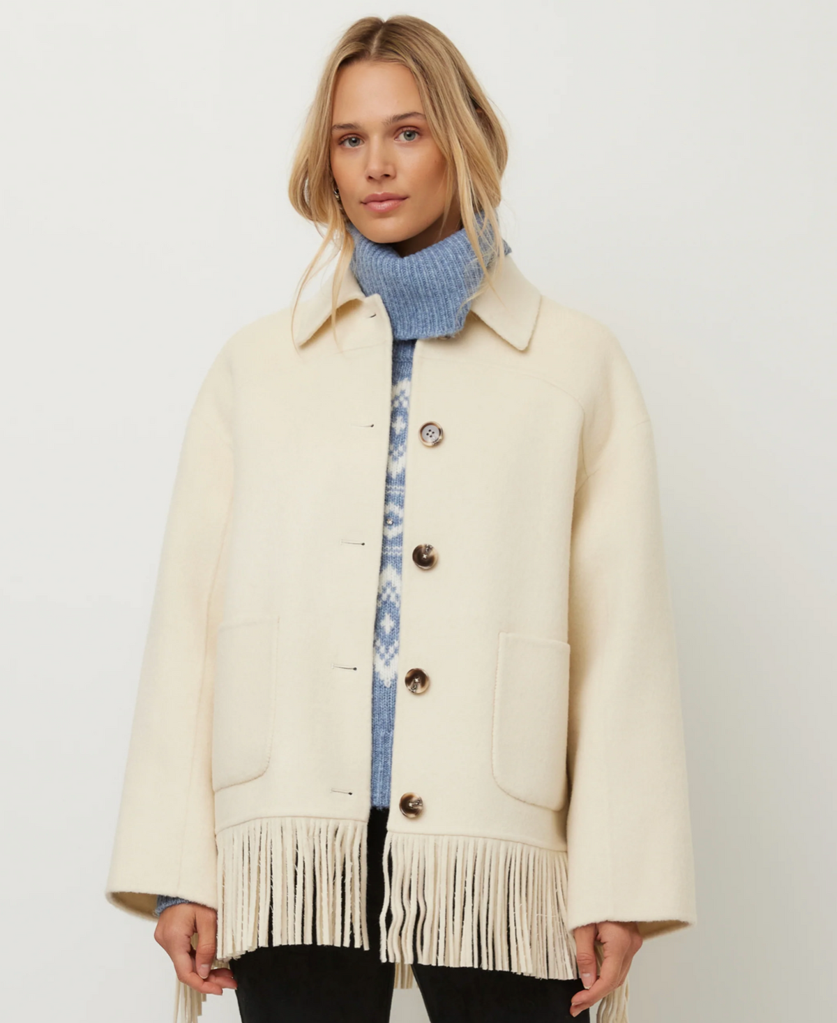 Fifteen Twenty Yara Fringe Jacket - CREAM