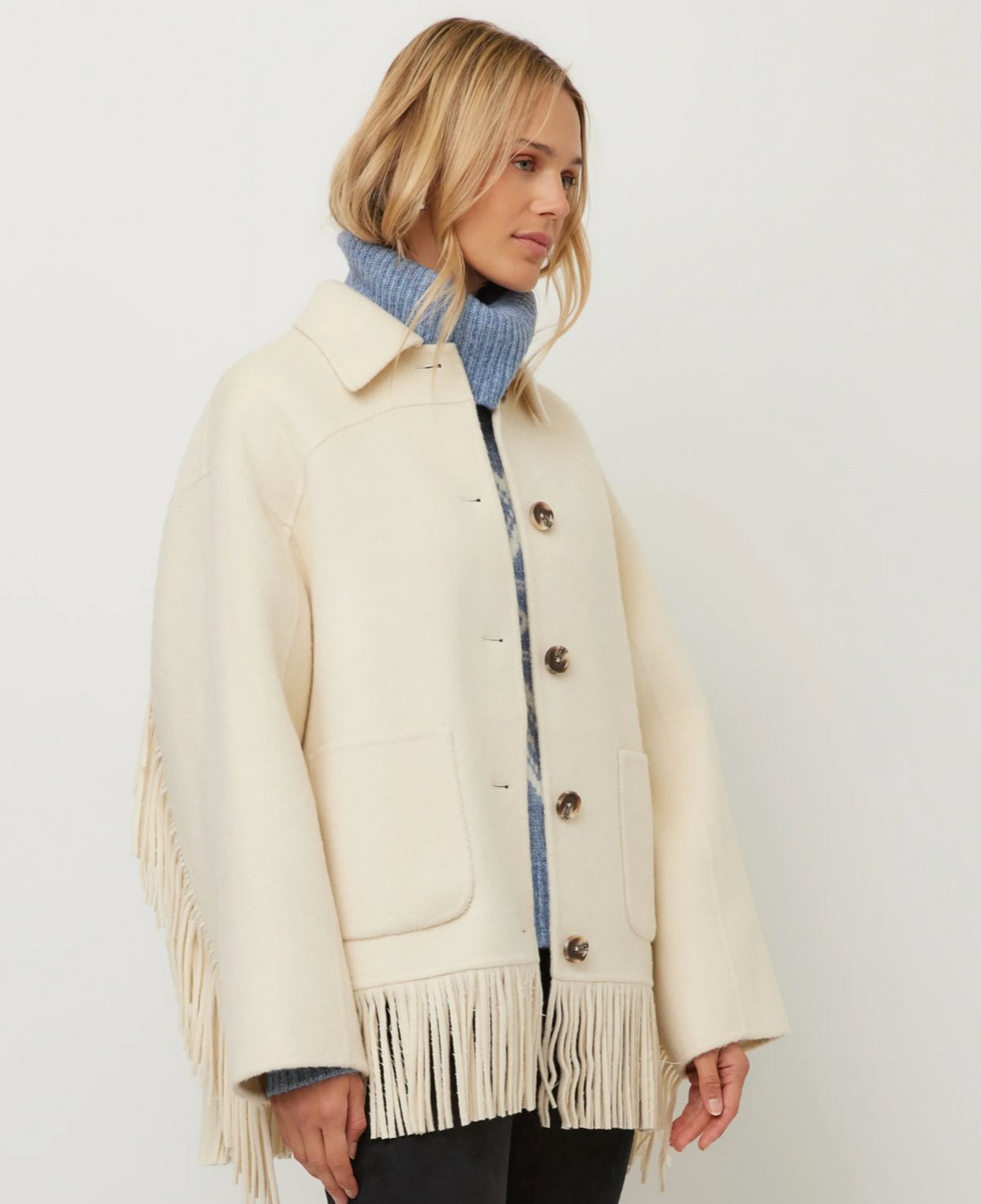 Fifteen Twenty Yara Fringe Jacket - CREAM