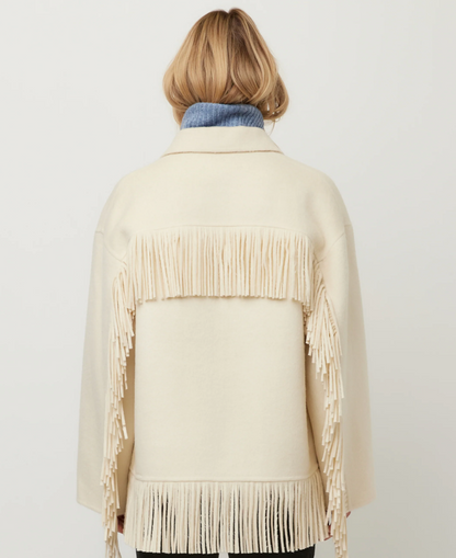Fifteen Twenty Yara Fringe Jacket - CREAM