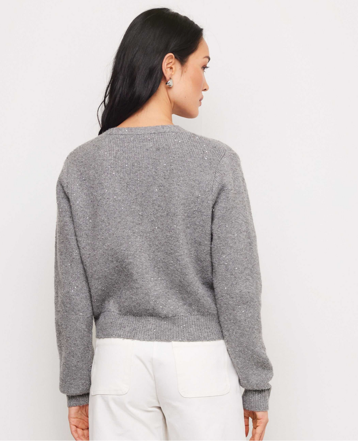 Fifteen Twenty Nae Sequin Cardigan Sweater - STEEL