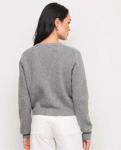 Fifteen Twenty Nae Sequin Cardigan Sweater - STEEL