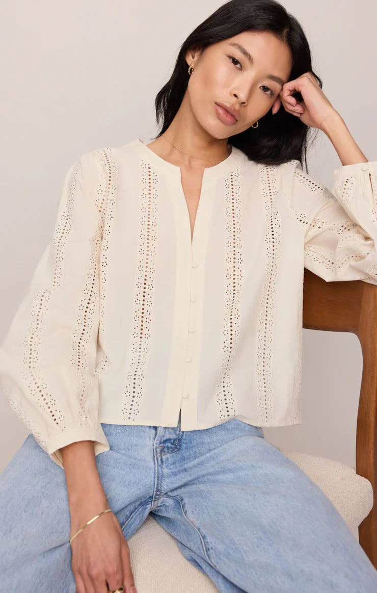 Z Supply Louella Button Up Top - CLOUD