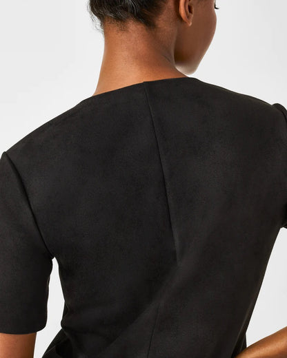 SPANX Faux Suede Column Dress - CLASSIC BLACK