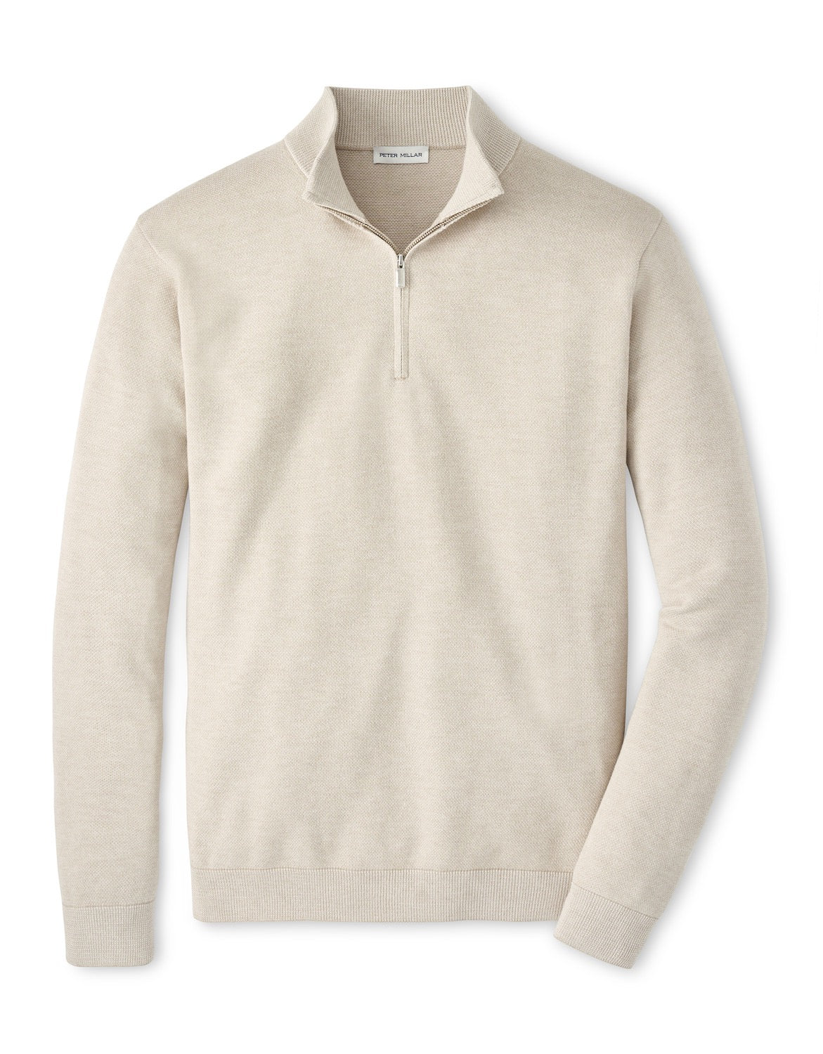 Peter Millar Cool Spun Birdseye Quarter-Zip Sweater - TRUFFLE