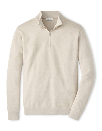 Peter Millar Cool Spun Birdseye Quarter-Zip Sweater - TRUFFLE