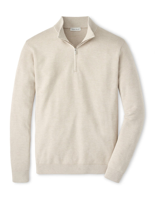 Peter Millar Cool Spun Birdseye Quarter-Zip Sweater - TRUFFLE