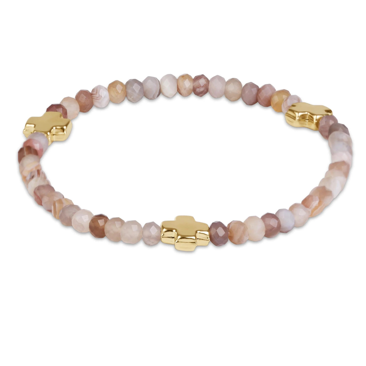 enewton Signature Cross Gold 4mm Gemstone Bracelet - BOTSWANA AGATE