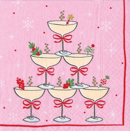CAS Sparkling Coupes Cocktail Napkin PINK