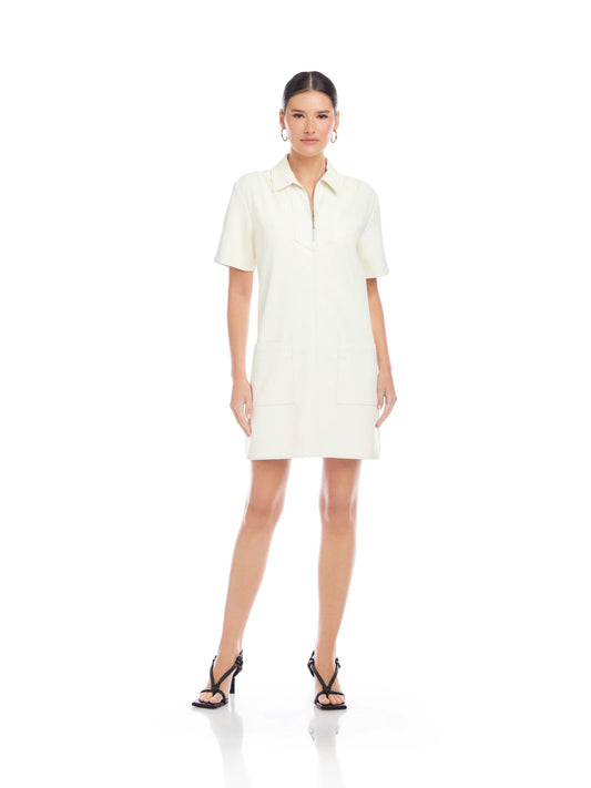 Fifteen Twenty Sarah Faux Leather Dress - BONE