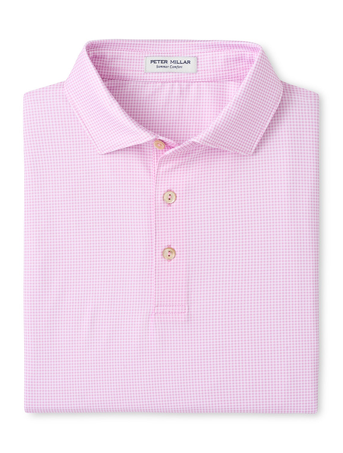 Peter Millar Gingham Performance Jersey Polo - PINK PARFAIT