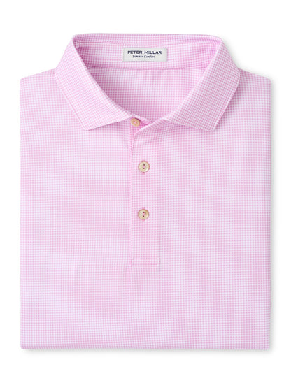 Peter Millar Gingham Performance Jersey Polo - PINK PARFAIT