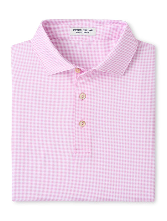 Peter Millar Gingham Performance Jersey Polo - PINK PARFAIT