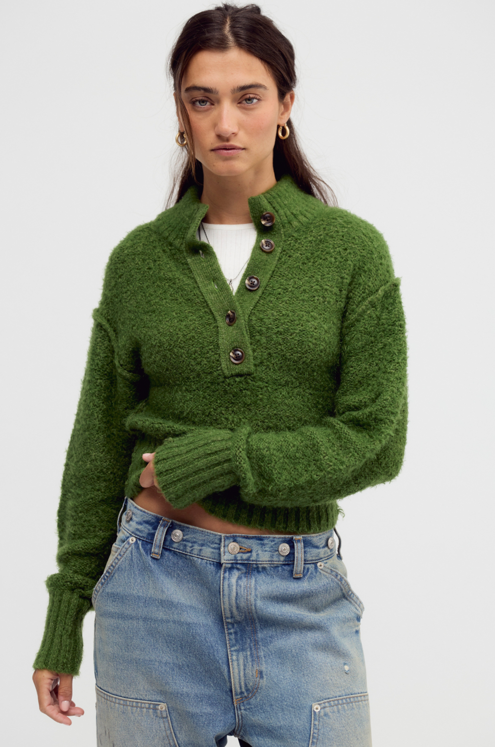 Free People Tucked Henley Pullover - COURTYARD COMBO