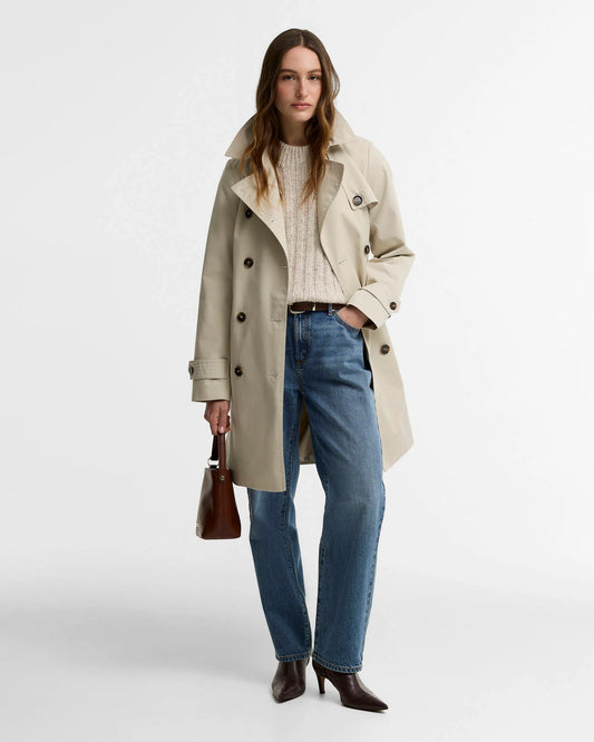 Barbour Short Greta Trench Coat - MIST/BIRCHWOOD