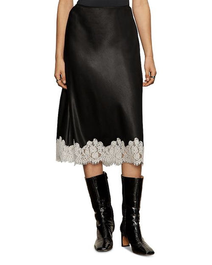 Sanctuary One Of A Kind Satin Midi Skirt - BLACK