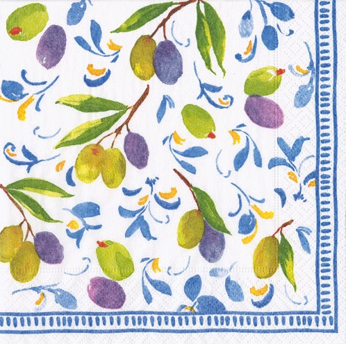 Caspari Mediterranean Cocktail Napkin - BLUE