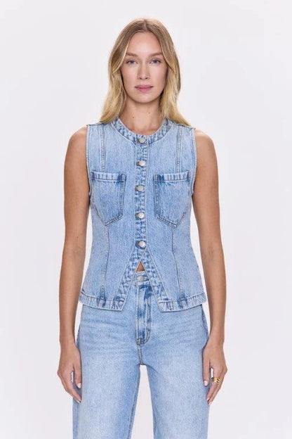 Pistola Gia Fitted Collarless Vest - GAZE