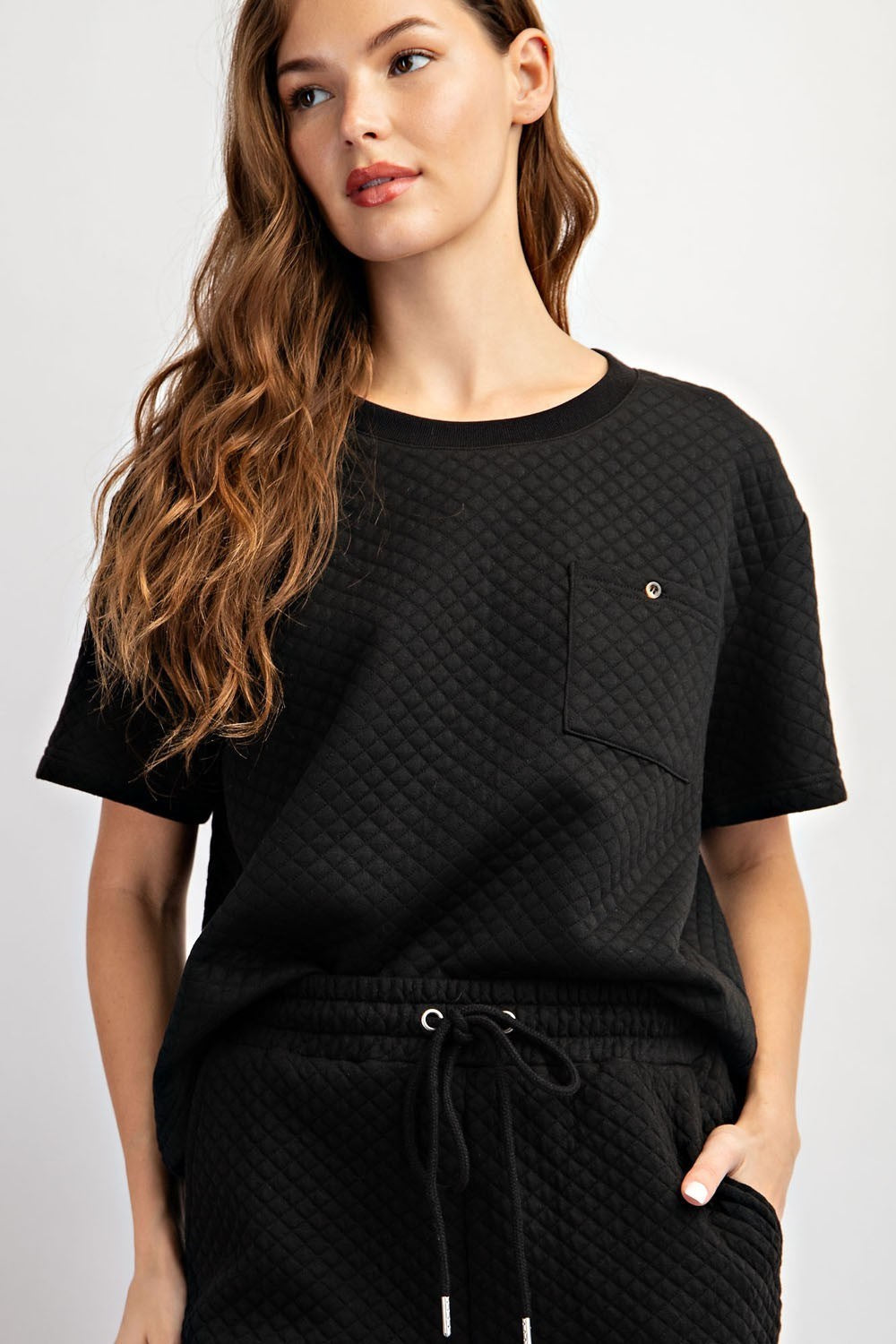 ee:some Textured SS Top - BLACK