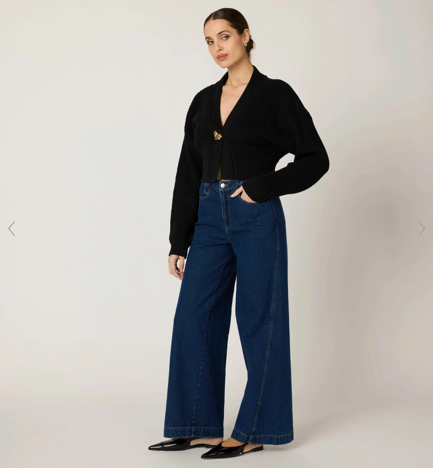 Cleobella Heart Sweater Cardigan - BLACK