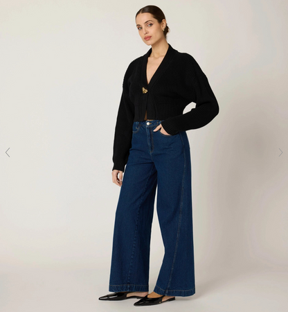 Cleobella Heart Sweater Cardigan - BLACK