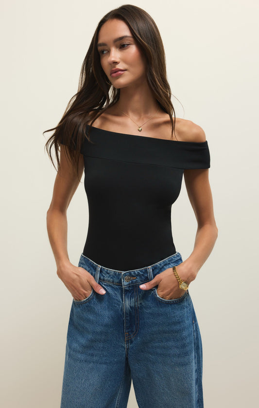 Z Supply Second Skin Off Shoulder Top - BLACK