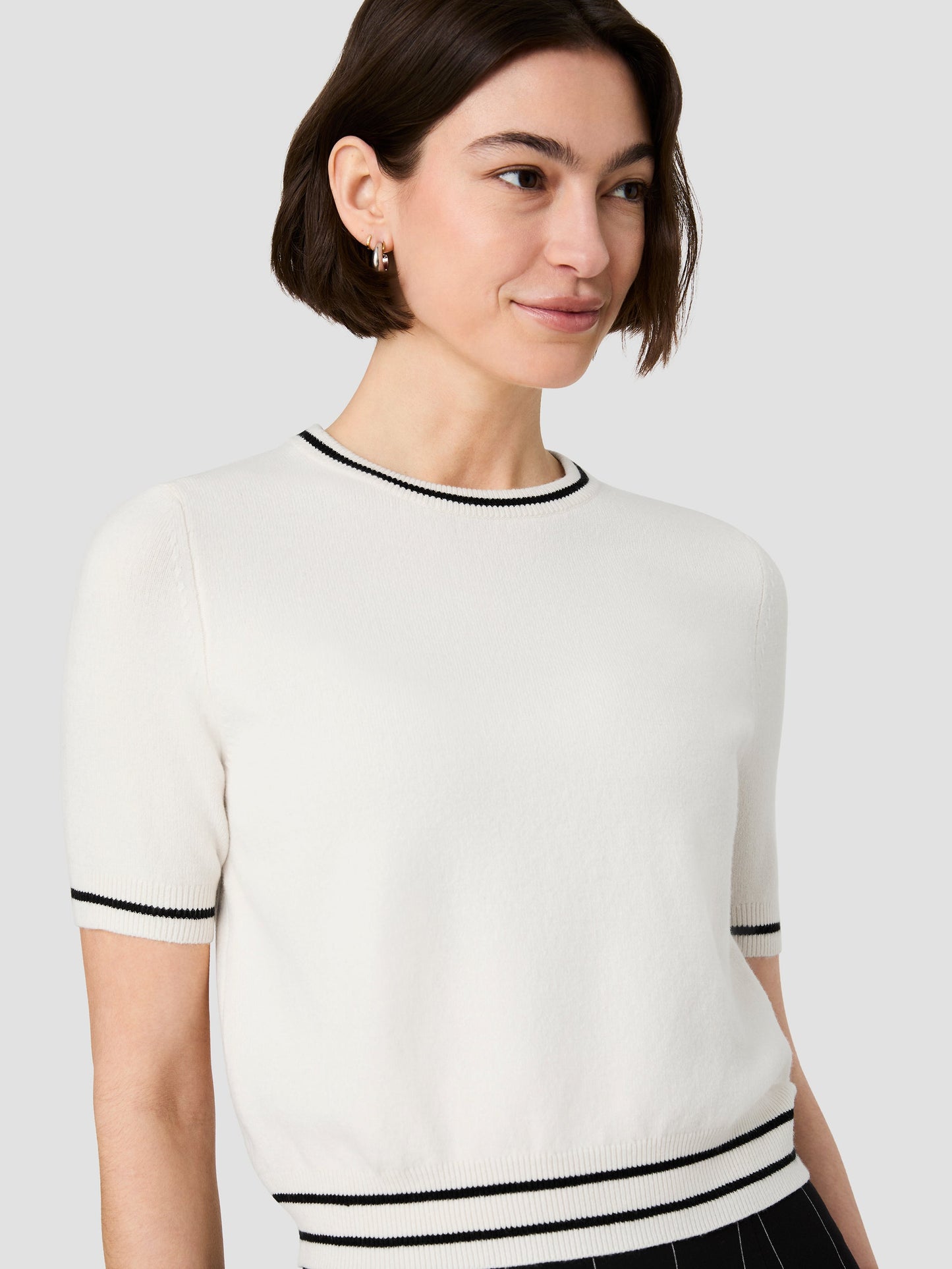 FC Babysoft SS Rib Stripe Top BLACK PORCELAIN