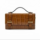 GF Leather Handbag with Crocco CAMEL