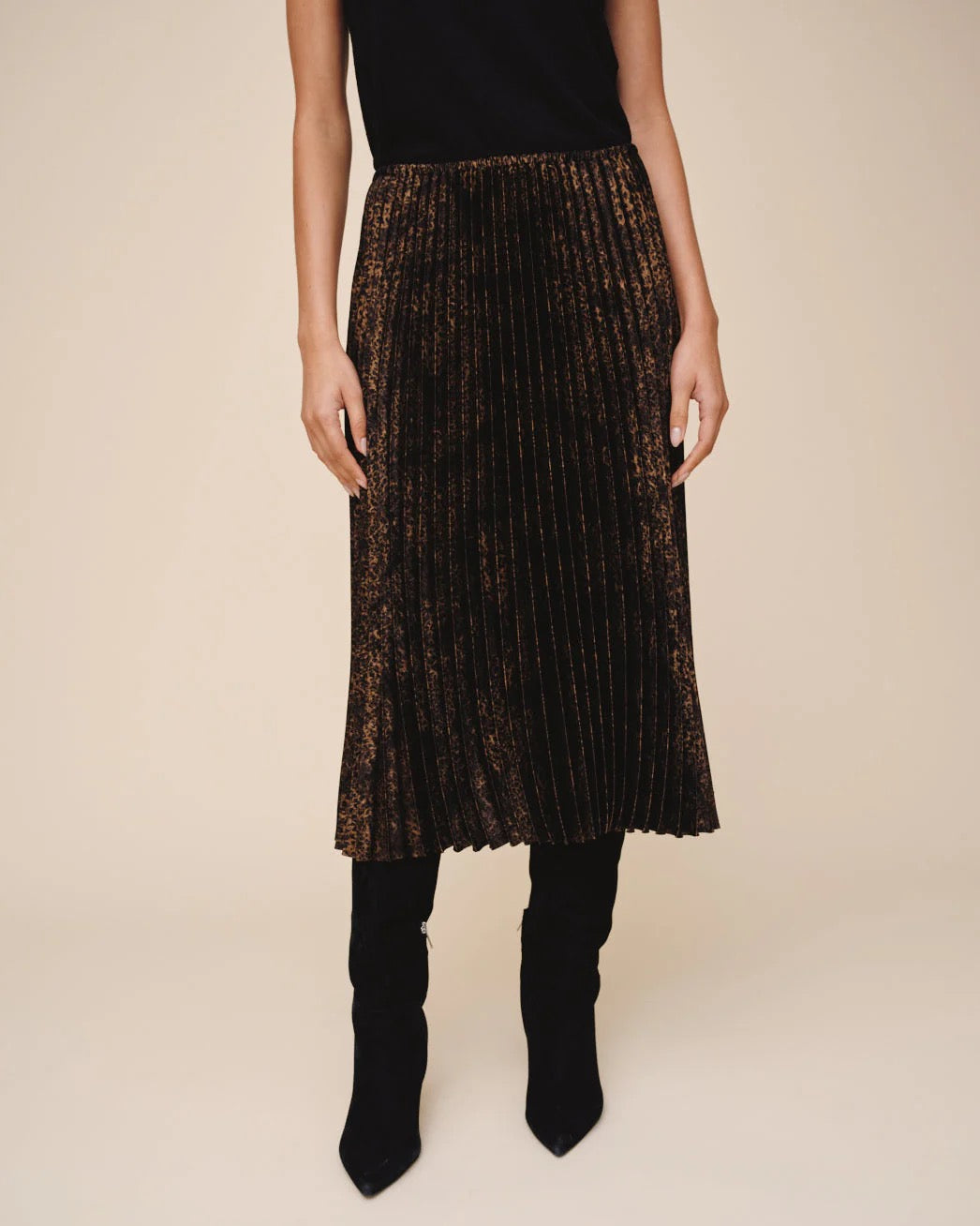 Bella Dahl Pleated Skirt - MICRO LEOPARD