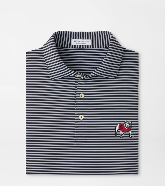 Peter Millar Tiebreaker Stripe Performance Jersey Polo UGA3 - BLACK