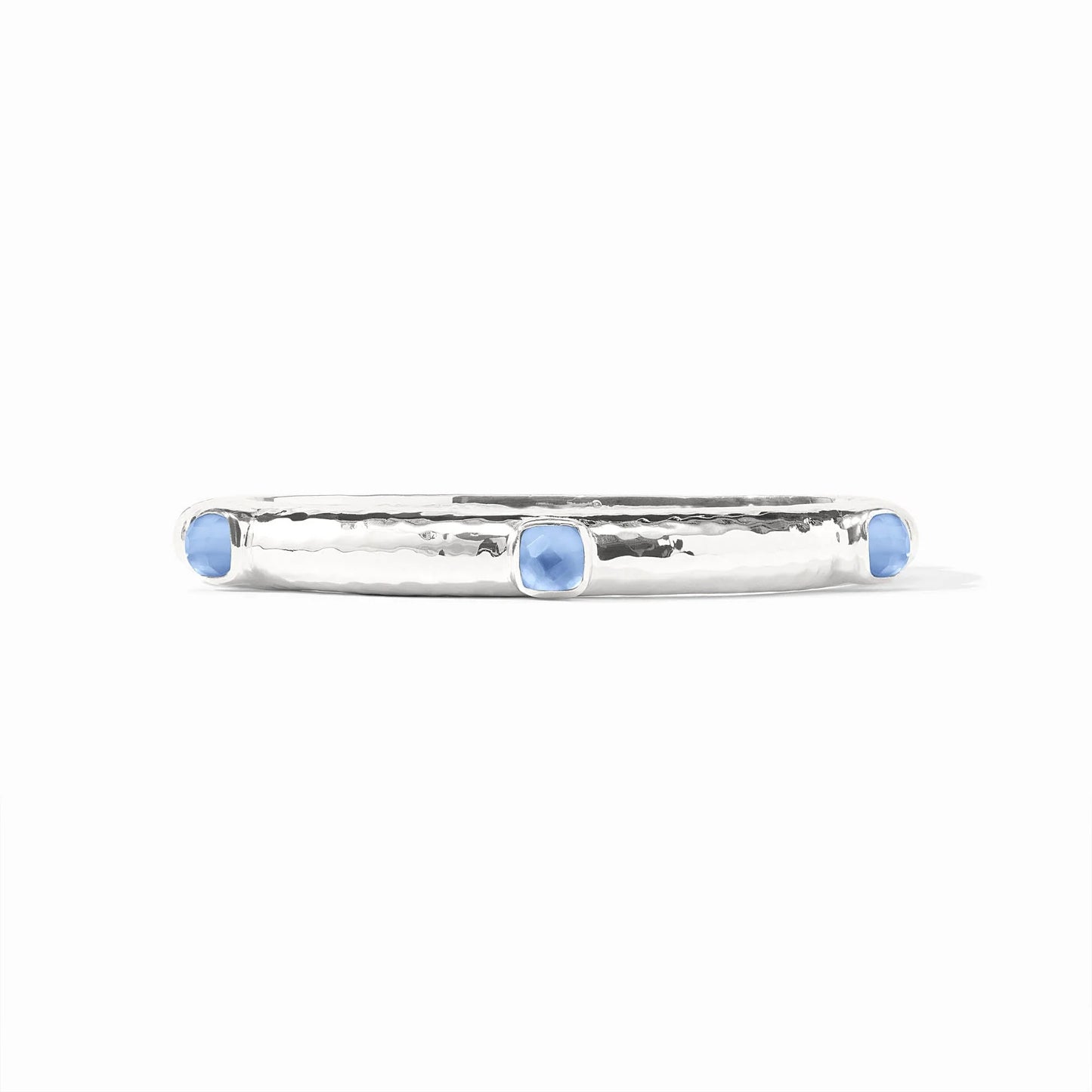JV Catalina Hinge Bangle SILVER IRIDESCENT CHALCEDONY BLUE