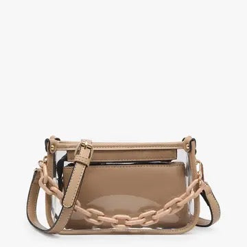 JC Jessica Stadium Clear Cross Body Bag TAUPE