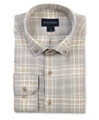 Scott Barber Essex Flannel Plaid - GREY HEATHER