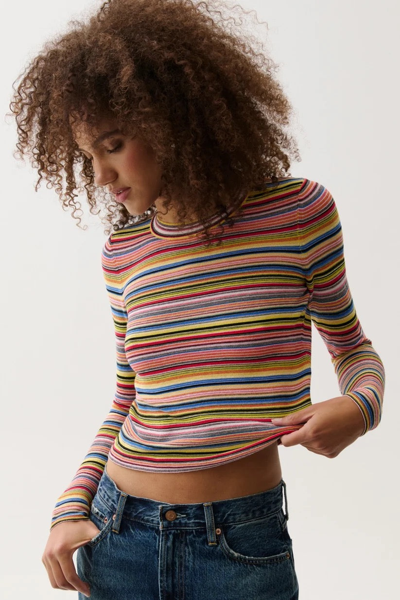 Pistola Madison LS Crew Neck Sweater Tee - MULTI STRIPE
